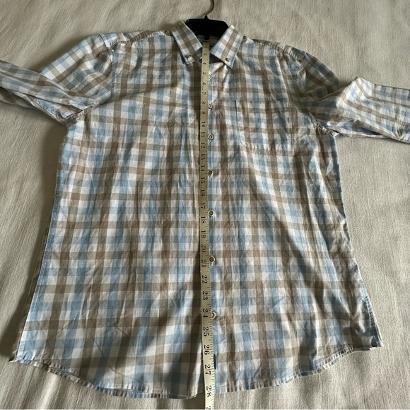 Johnnie-O Mens Long Sleeve Button Down Sz M Ridge Gingham Plaid Gulf Blue Preppy - Picture 5 of 12